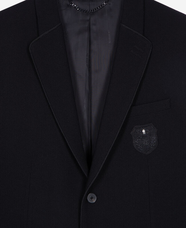 The Kooples HOMME BLACK veste droite en laine piquée noire