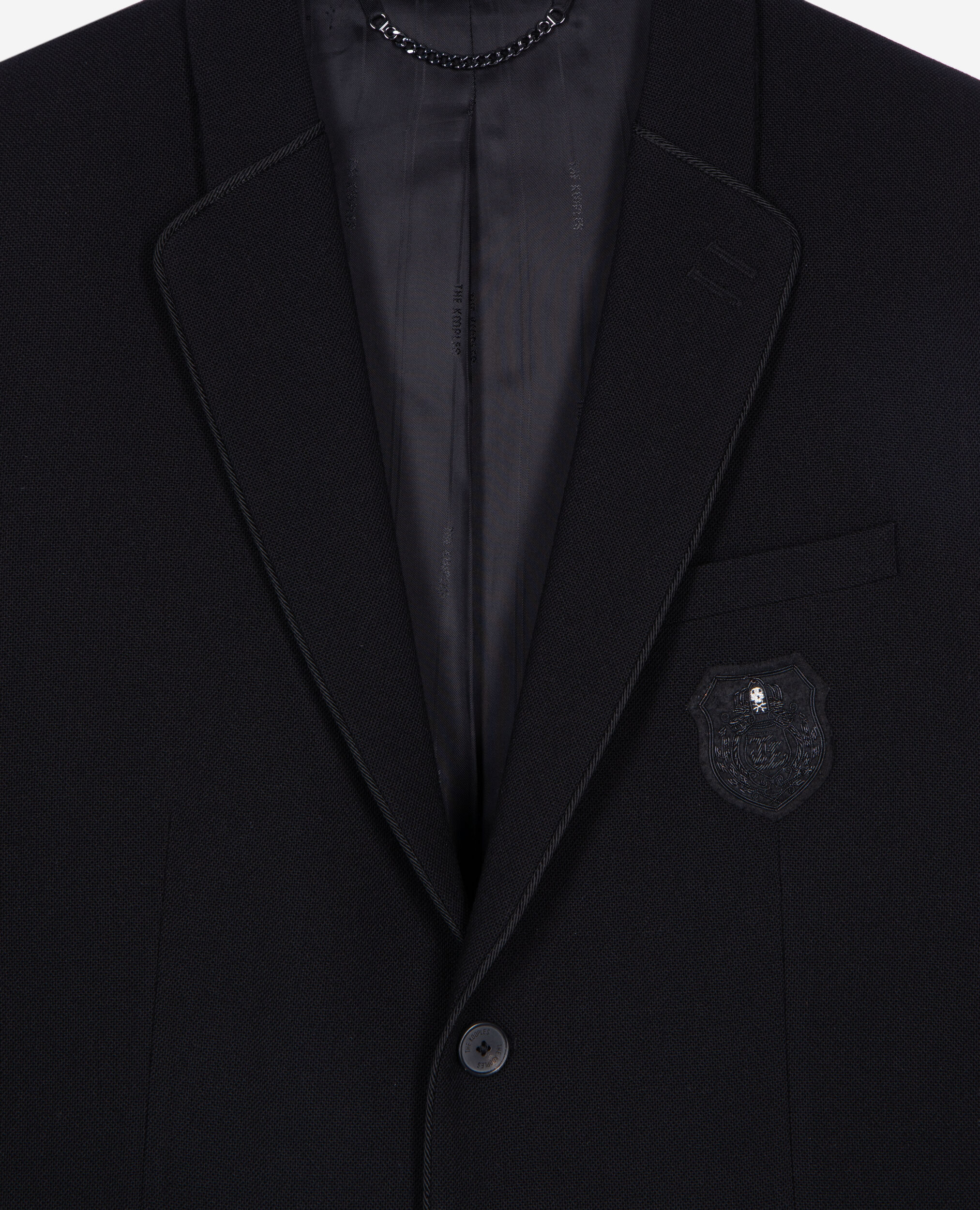 Veste droite en laine piquée noire, BLACK, hi-res image number null