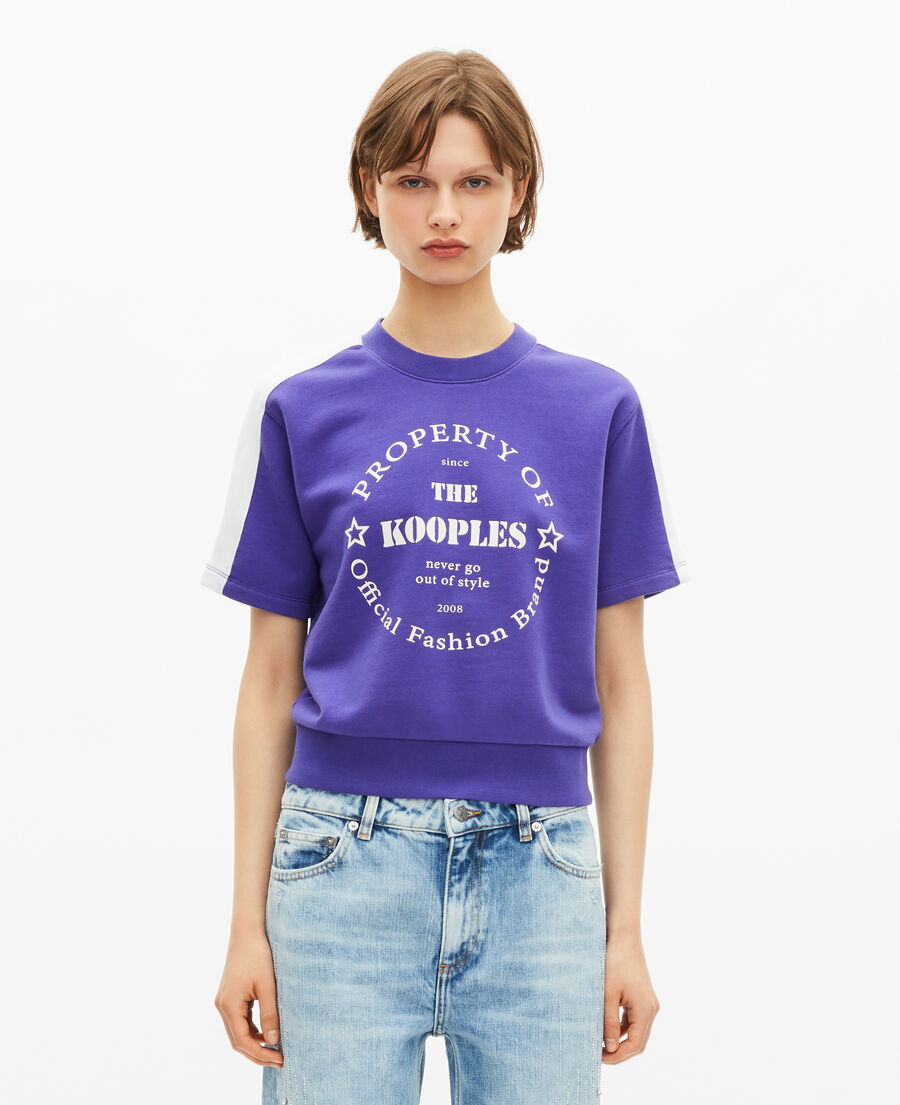The Kooples FEMME ELECTRIC BLUE sweatshirt manches courtes avec sérigraphie violet