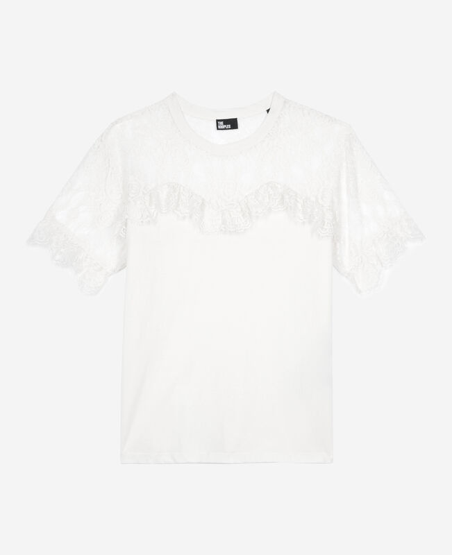 The Kooples FEMME ECRU t-shirt avec dentelle écru