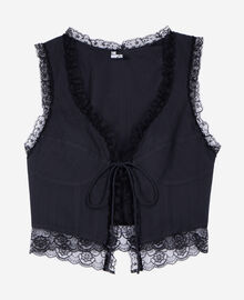 The Kooples FEMME BLACK top avec laçage et dentelle noir