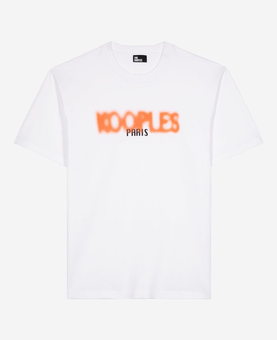 The Kooples HOMME WHITE t-shirt avec sérigraphie tag blanc