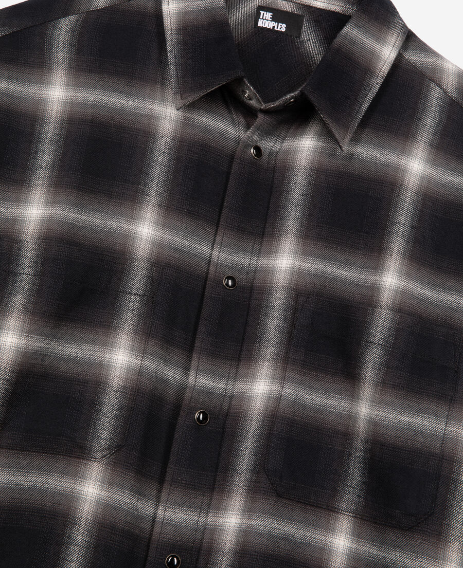 The Kooples HOMME BLACK GREY WHITE chemise à carreaux noire