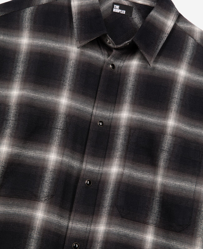 The Kooples HOMME BLACK GREY WHITE chemise à carreaux noire