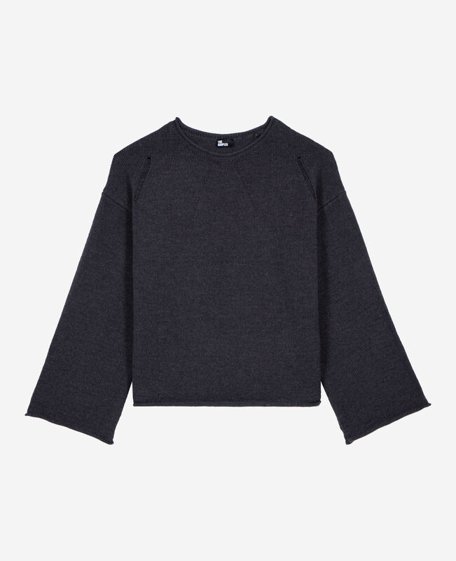 The Kooples FEMME DARK GREY pull en laine mérinos gris