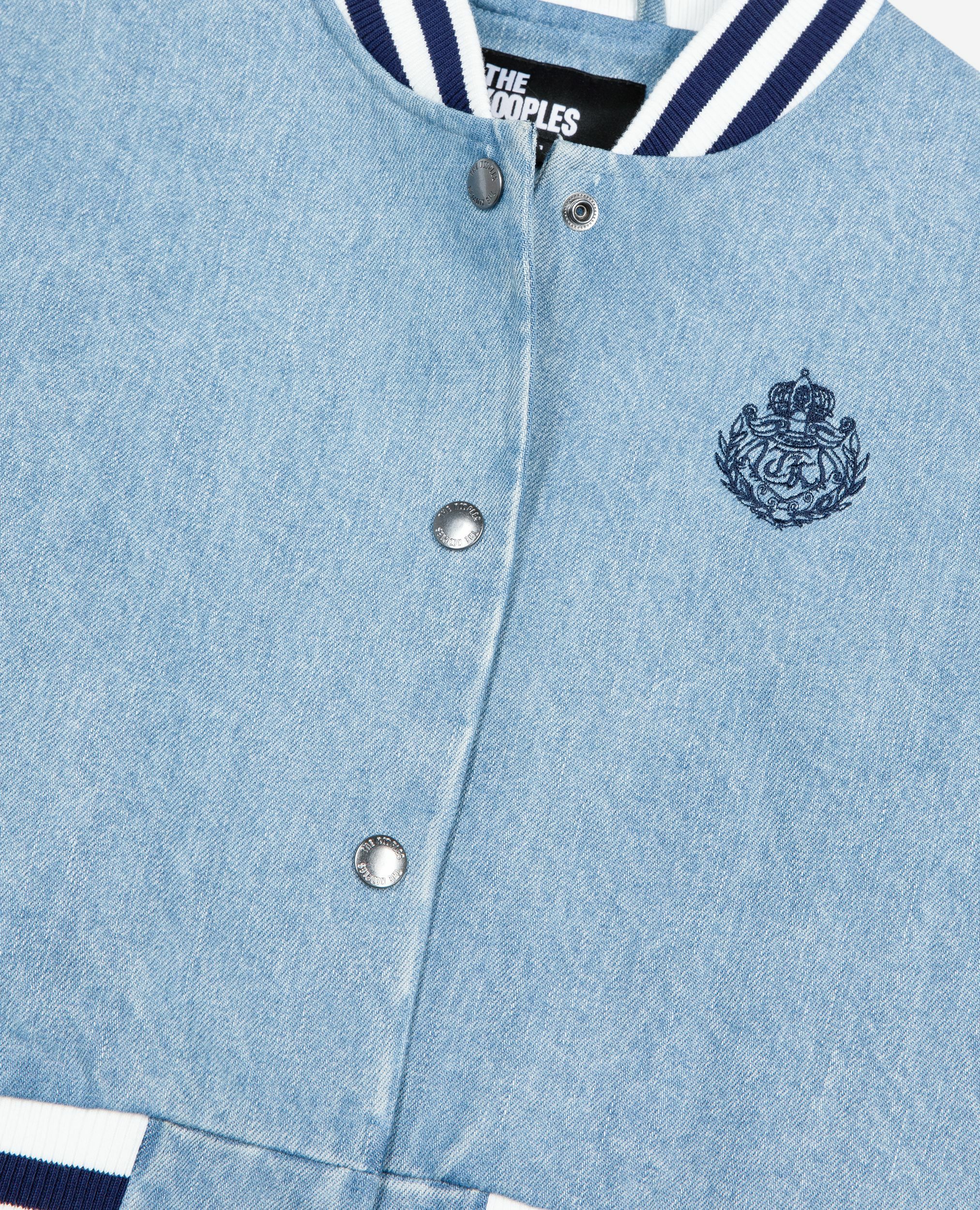Blouson teddy manches courtes en denim, BLUE WHITE, hi-res image number null