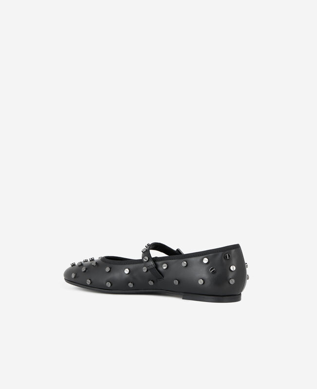 The Kooples FEMME BLACK ballerines en cuir noir avec clous