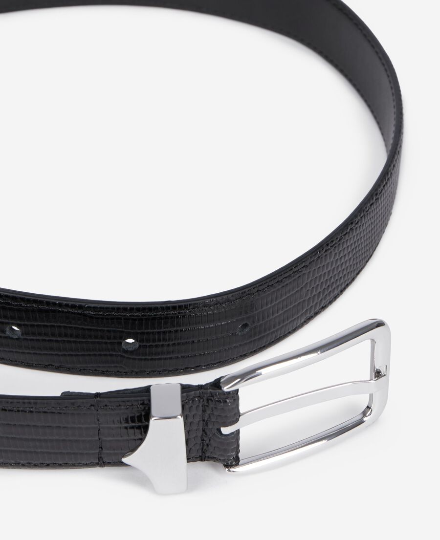 The Kooples MEN BLACK black crocodile-effect leather belt