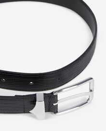 The Kooples HOMME BLACK ceinture en cuir effet crocodile noir