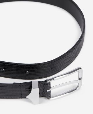 The Kooples MEN BLACK black crocodile-effect leather belt