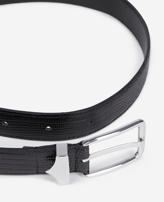The Kooples HOMME BLACK ceinture en cuir effet crocodile noir