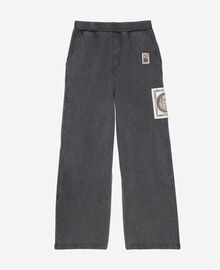 The Kooples HOMME BLACK WASHED bas de jogging droit avec patchs noir