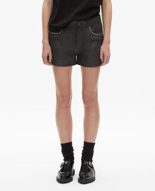 The Kooples FEMME BLACK STONE short en cuir noir
