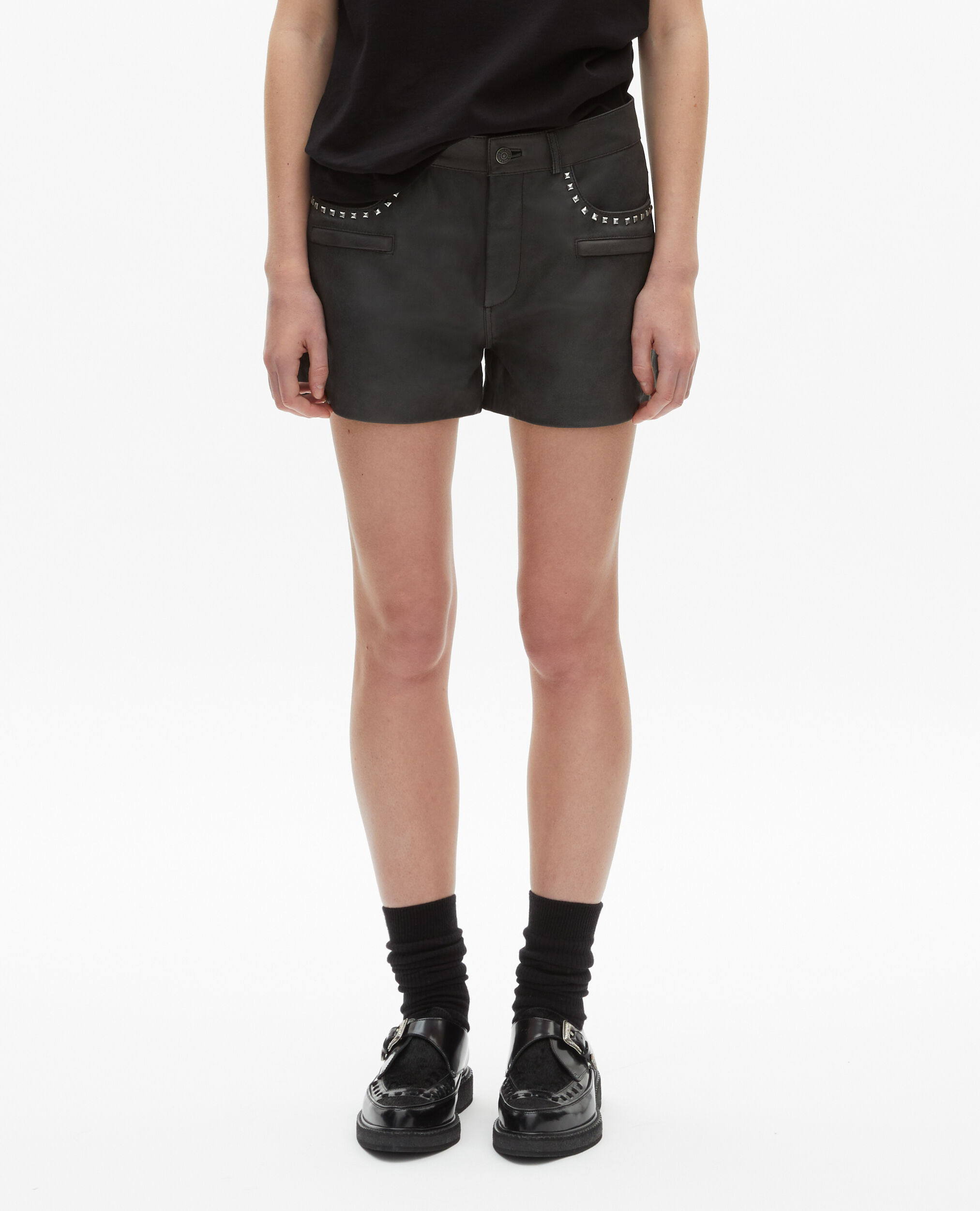 Short en cuir noir, BLACK STONE, hi-res image number null