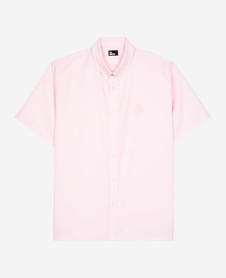 The Kooples MEN PALE PINK short-sleeved shirt with pink crest