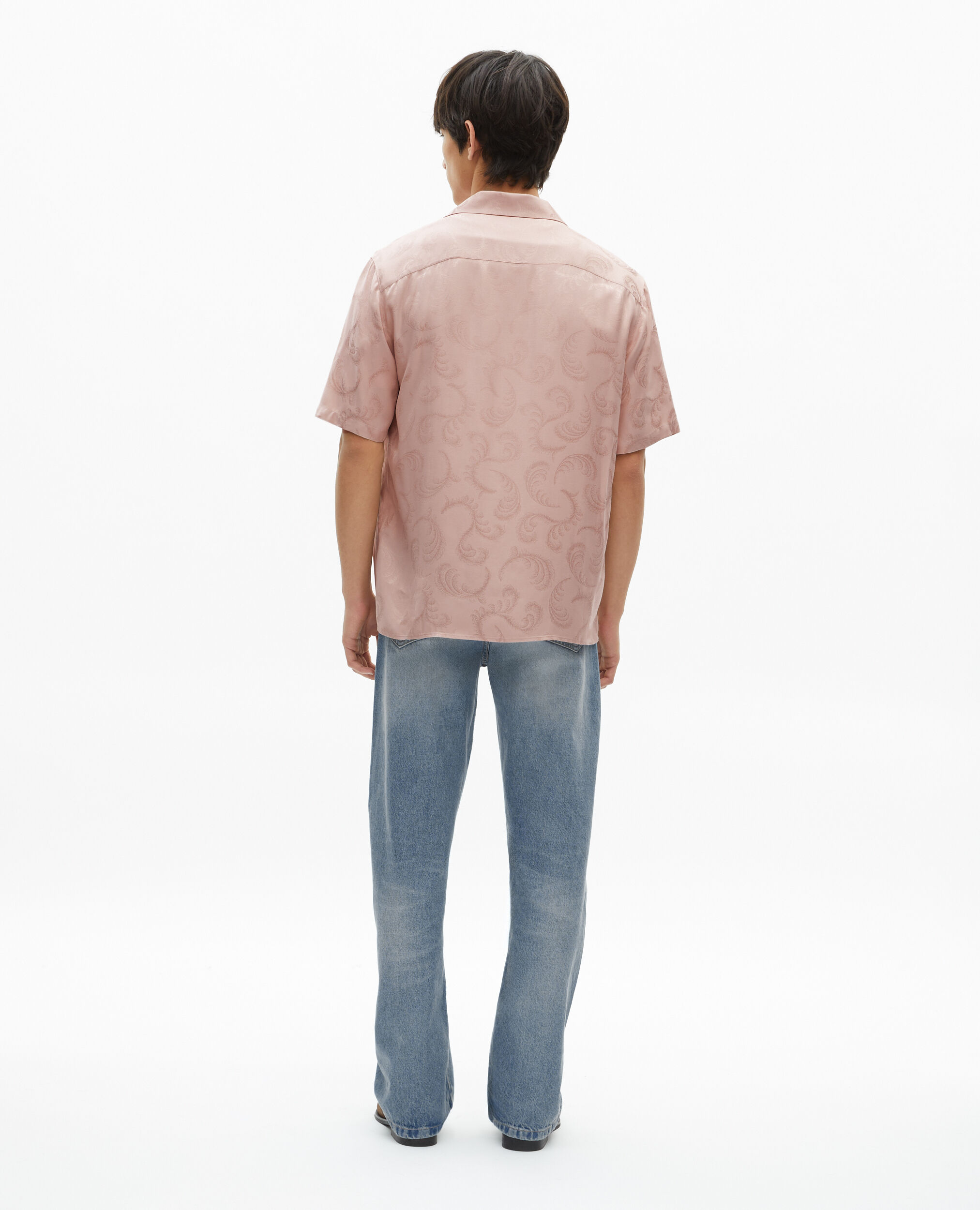 Chemise manches courtes en jacquard rose, LILA, hi-res image number null