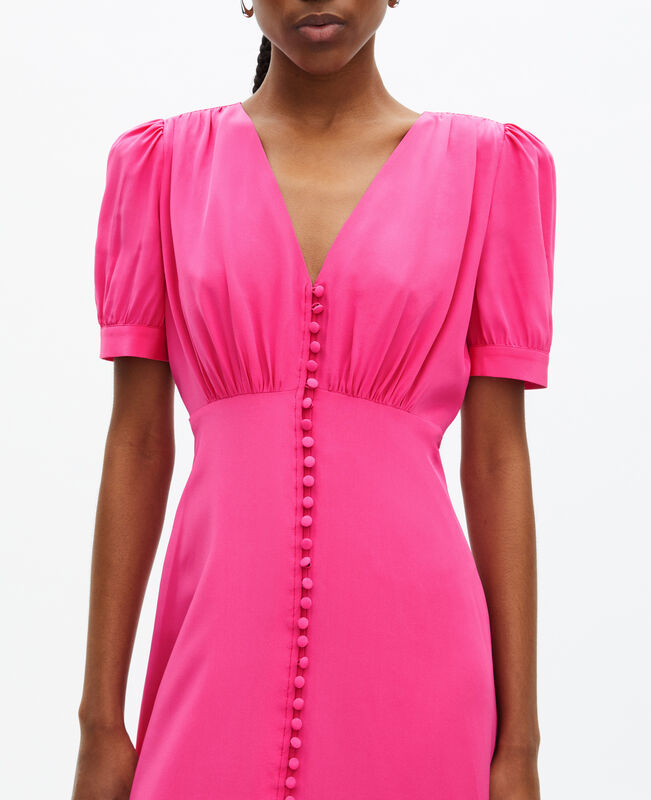 The Kooples FEMME FUSHIA robe longue avec boutonnage en soie rose