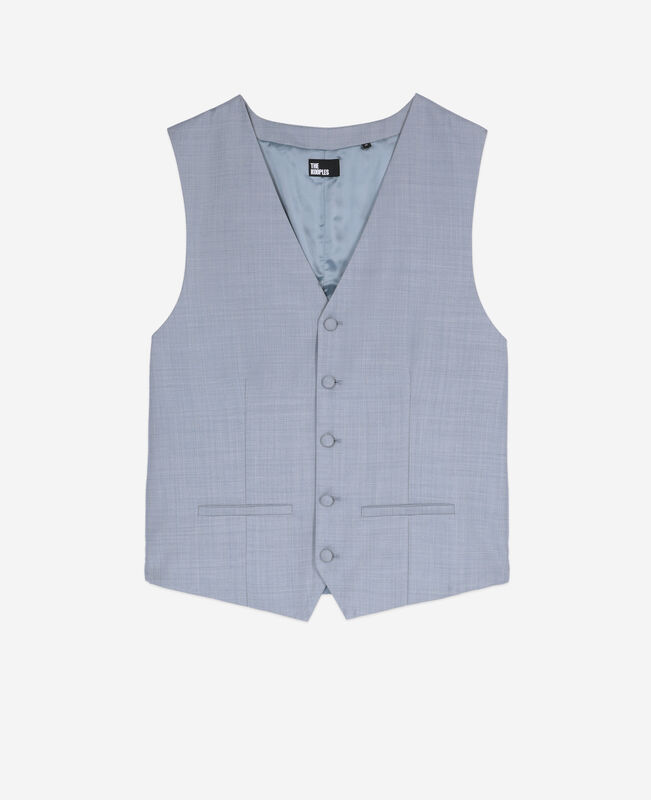 The Kooples HOMME BLUE gilet de costume en laine coupe ajustée bleu clair