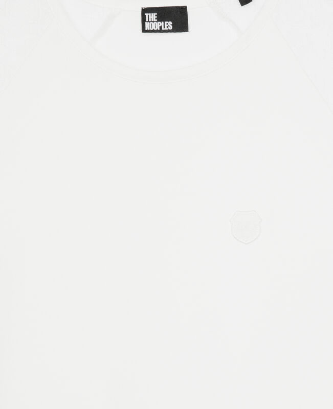 The Kooples FEMME ECRU t-shirt avec manches en dentelle blanc