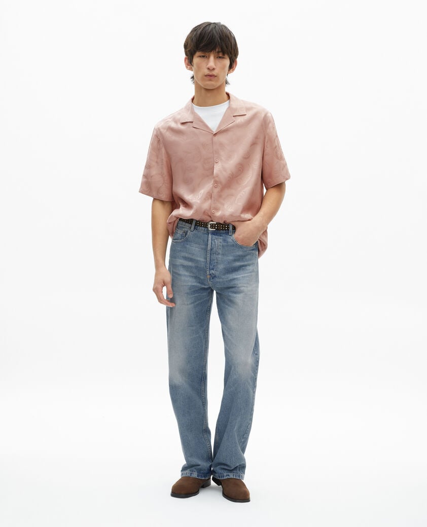 The Kooples HERREN LILA kurzärmliges rosa jacquardhemd