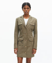 The Kooples FEMME KAKI robe courte style officier en lin kaki