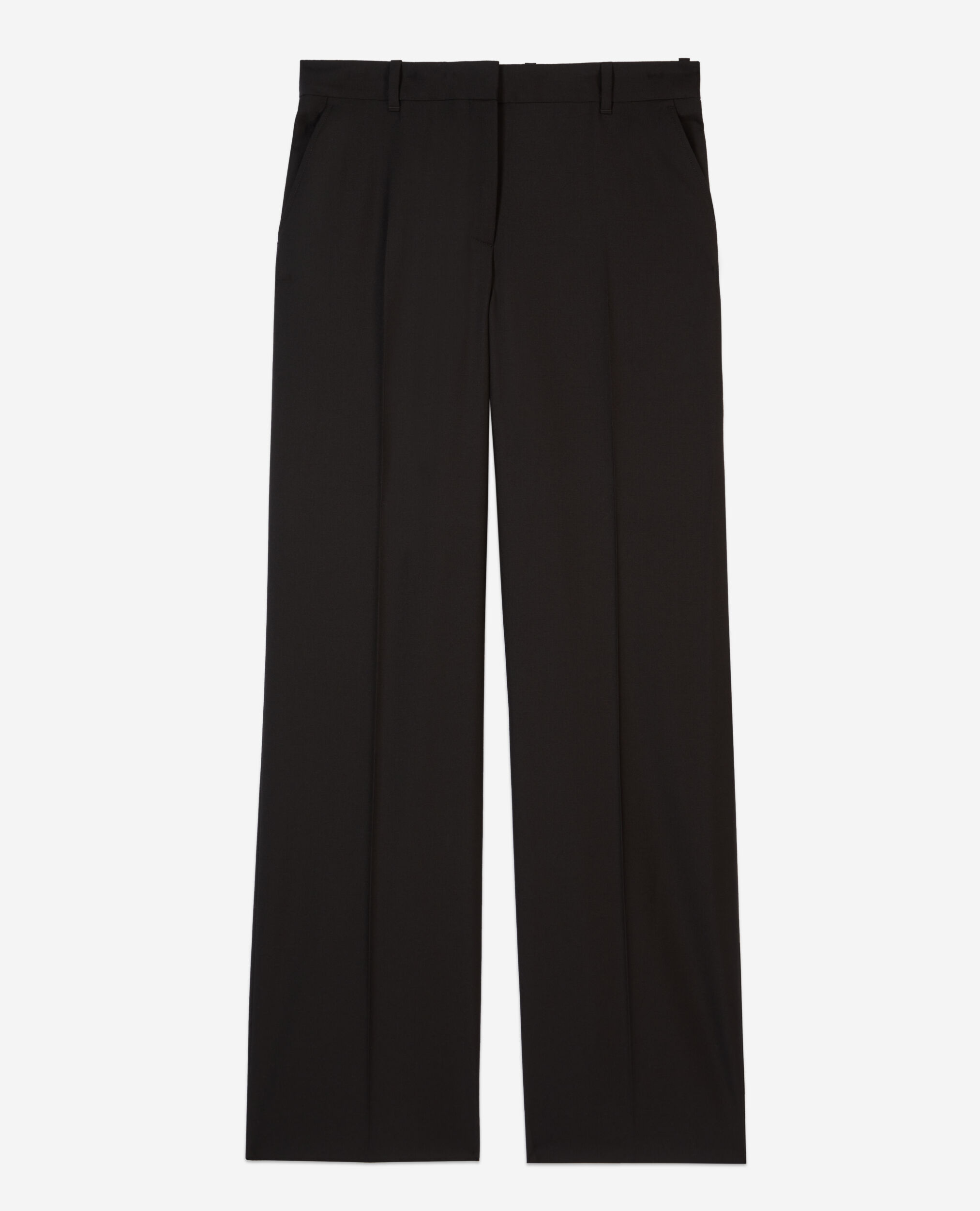 Pantalon tailleur en laine coupe droite noir , BLACK, hi-res image number null