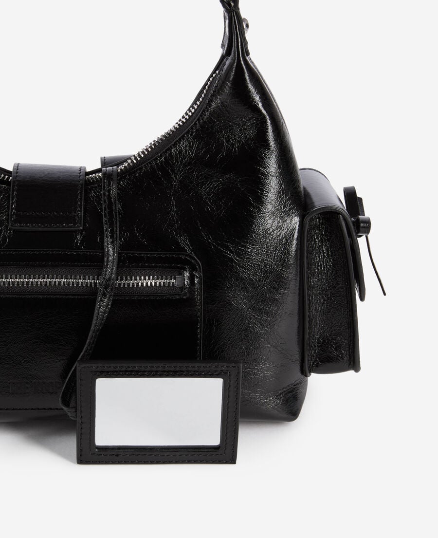 The Kooples FEMME BLACK sac amelia en cuir craquelé noir