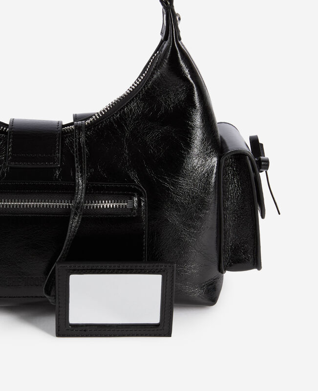 The Kooples FEMME BLACK sac amelia en cuir craquelé noir