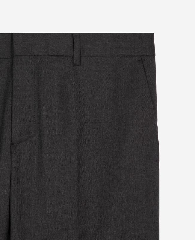 The Kooples HOMME GREY pantalon de costume en laine ajusté gris