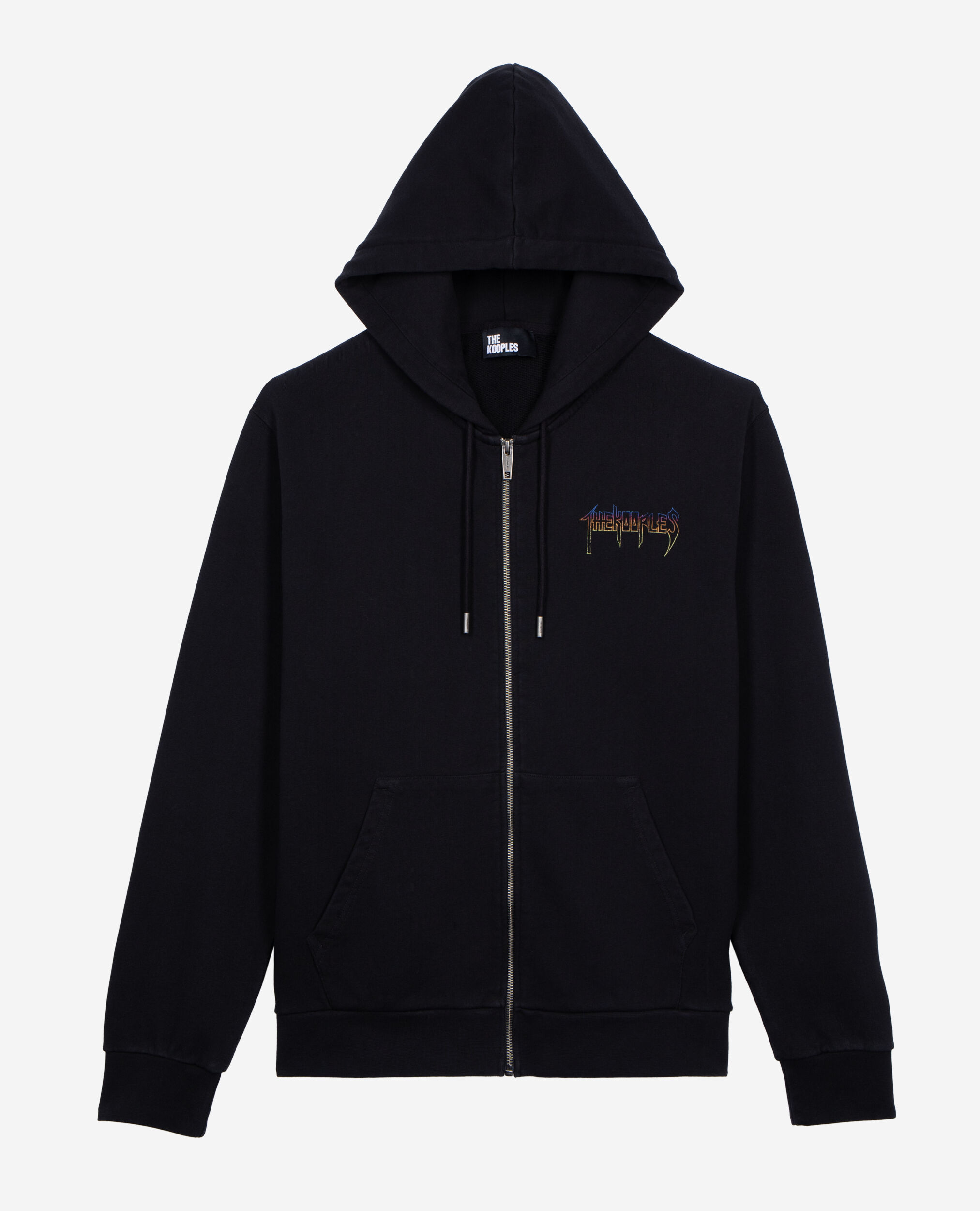 Sweatshirt à capuche et sérigraphie zippé noir, BLACK WASHED, hi-res image number null