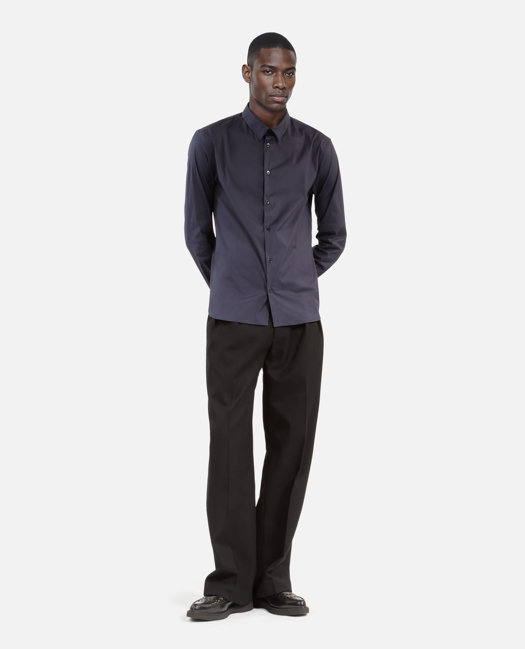 Chemise en popeline bleu marine, NAVY, hi-res image number null