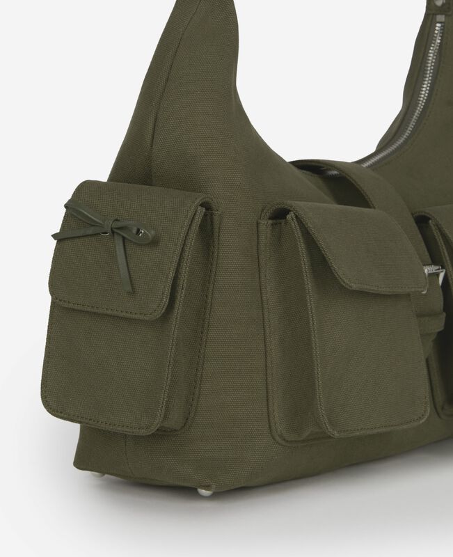 The Kooples FEMME KAKI sac amelia xl en canvas kaki