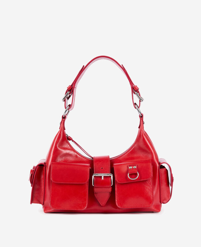The Kooples FEMME RED sac amelia en cuir craquelé rouge