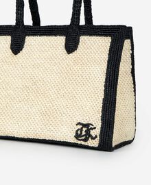 The Kooples FEMME ECRU BLACK sac cabas en raphia écru