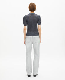 The Kooples FEMME ANTHRACITE pull manches courtes en laine mérinos gris