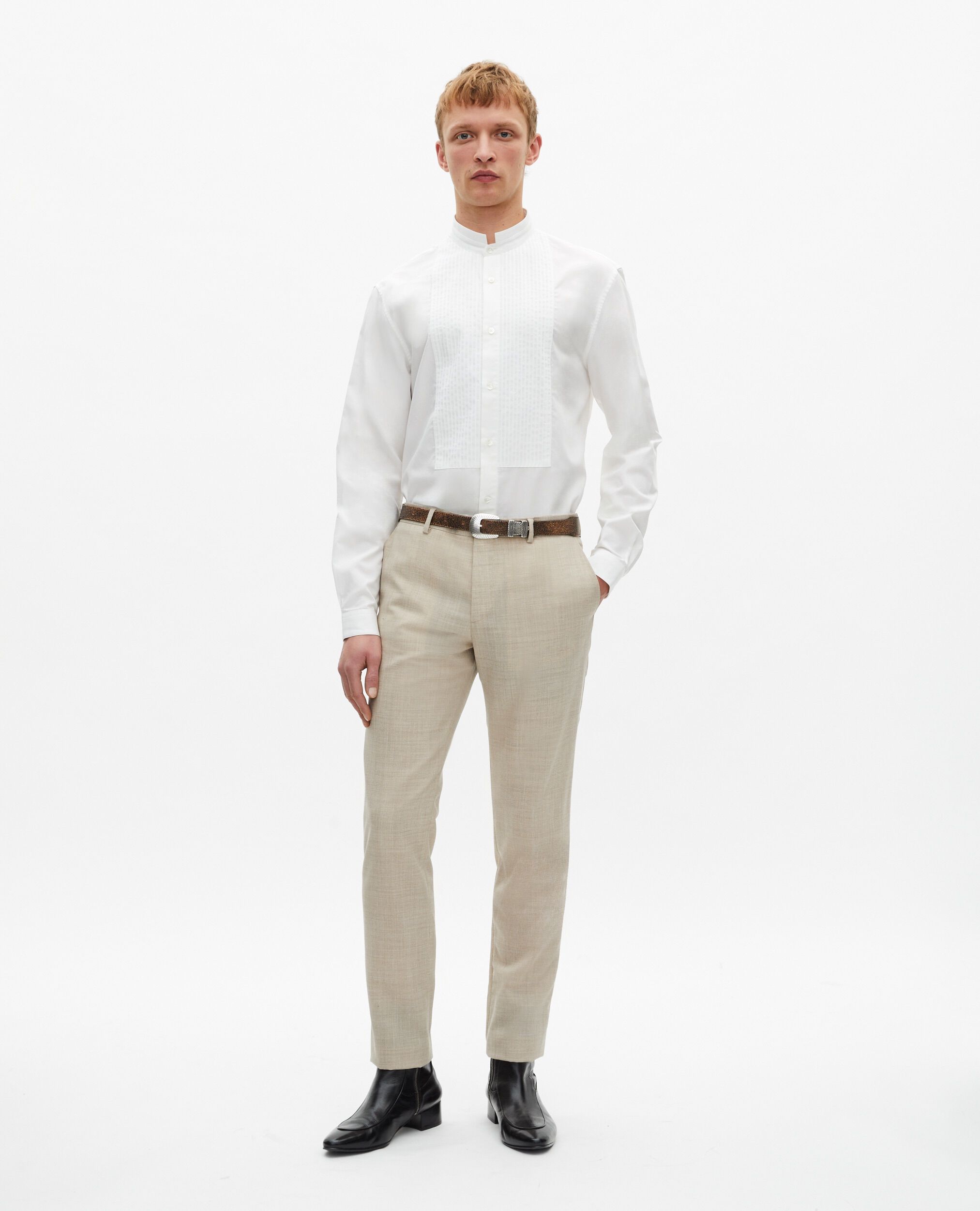 Chemise formelle col officier blanche, WHITE, hi-res image number null