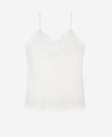 The Kooples FEMME ECRU caraco en soie et dentelle écru
