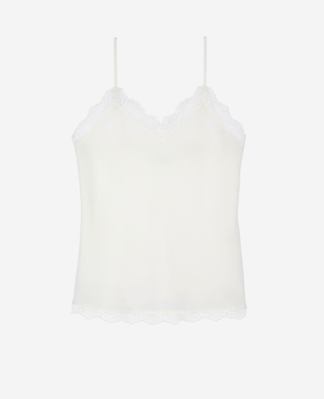 The Kooples FEMME ECRU caraco en soie et dentelle écru