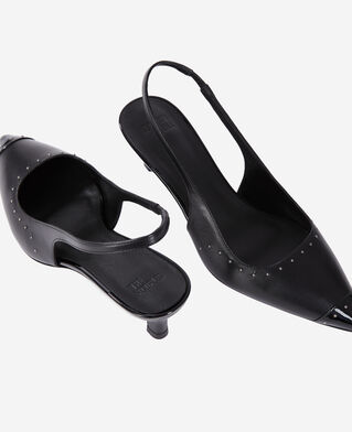 The Kooples WOMEN BLACK slingback pumps in black leather with studs