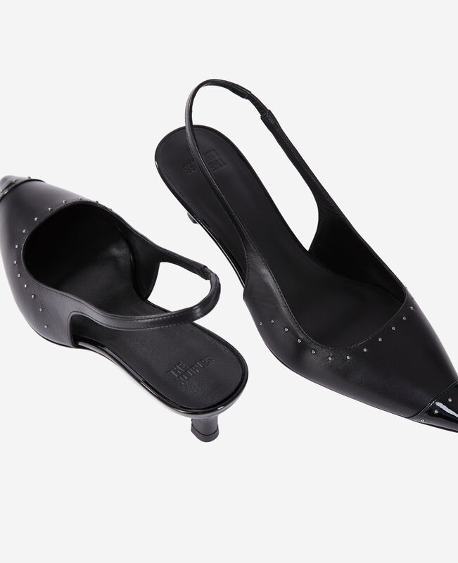 The Kooples FEMME BLACK escarpins à bride arrière en cuir noir avec clous