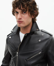 The Kooples HOMME BLACK blouson biker en cuir noir