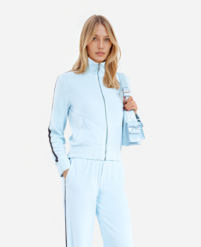 The Kooples FEMME BABY BLUE sweatshirt en velours bleu clair
