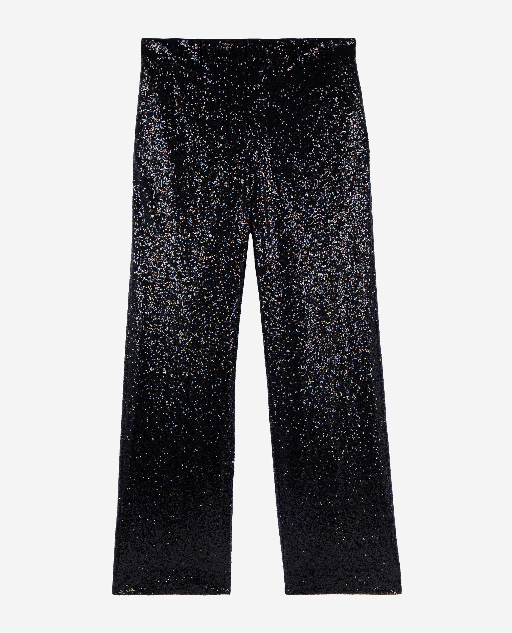 Pantalon droit à sequins noir, BLACK, hi-res image number null