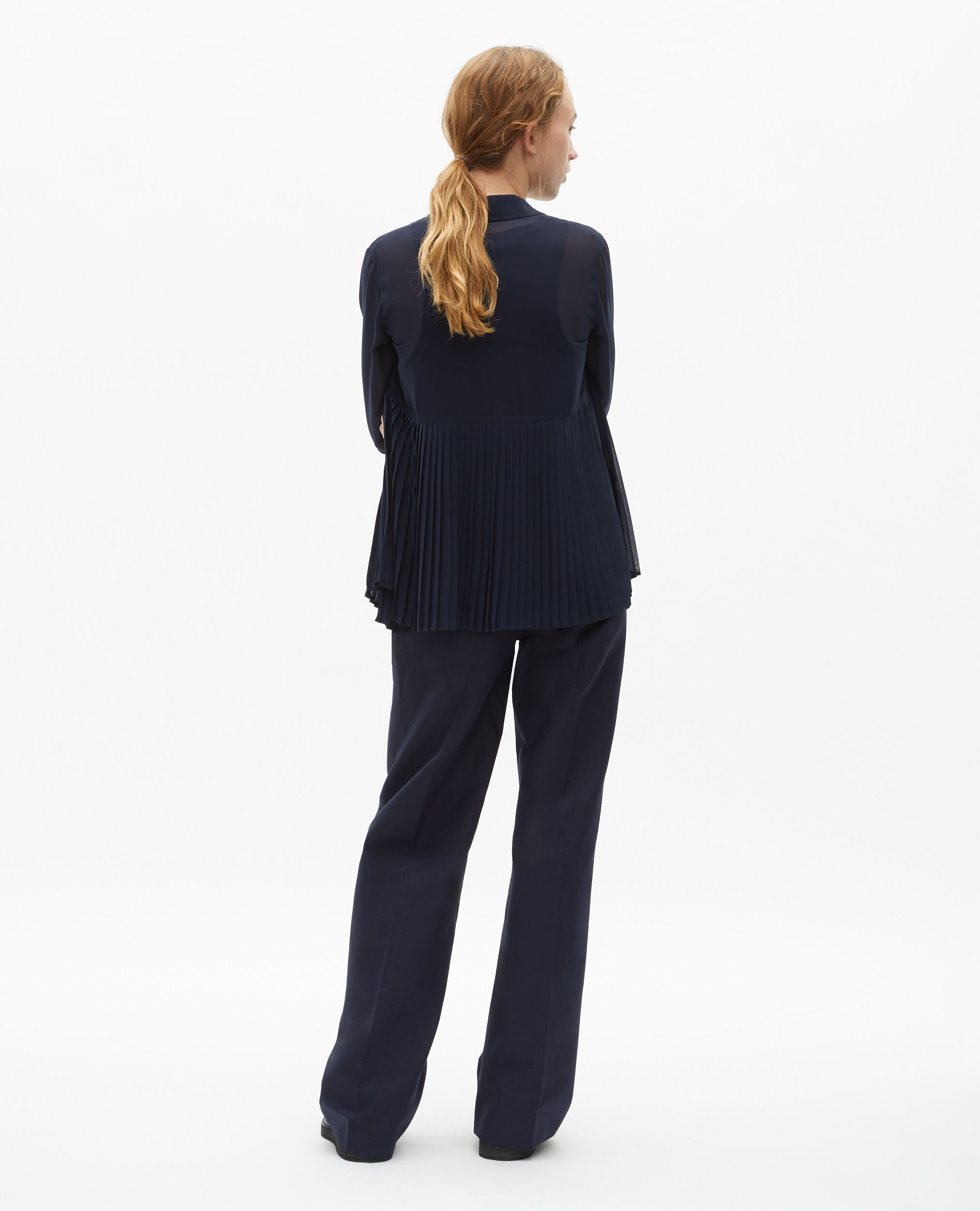 Chemise plissée marine, NAVY, hi-res image number null