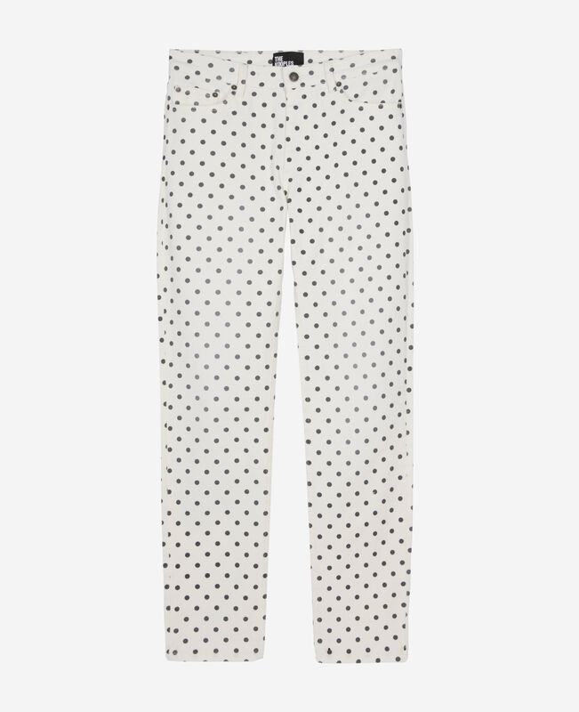 The Kooples FEMME BEIGE GREY jean slim à pois beige