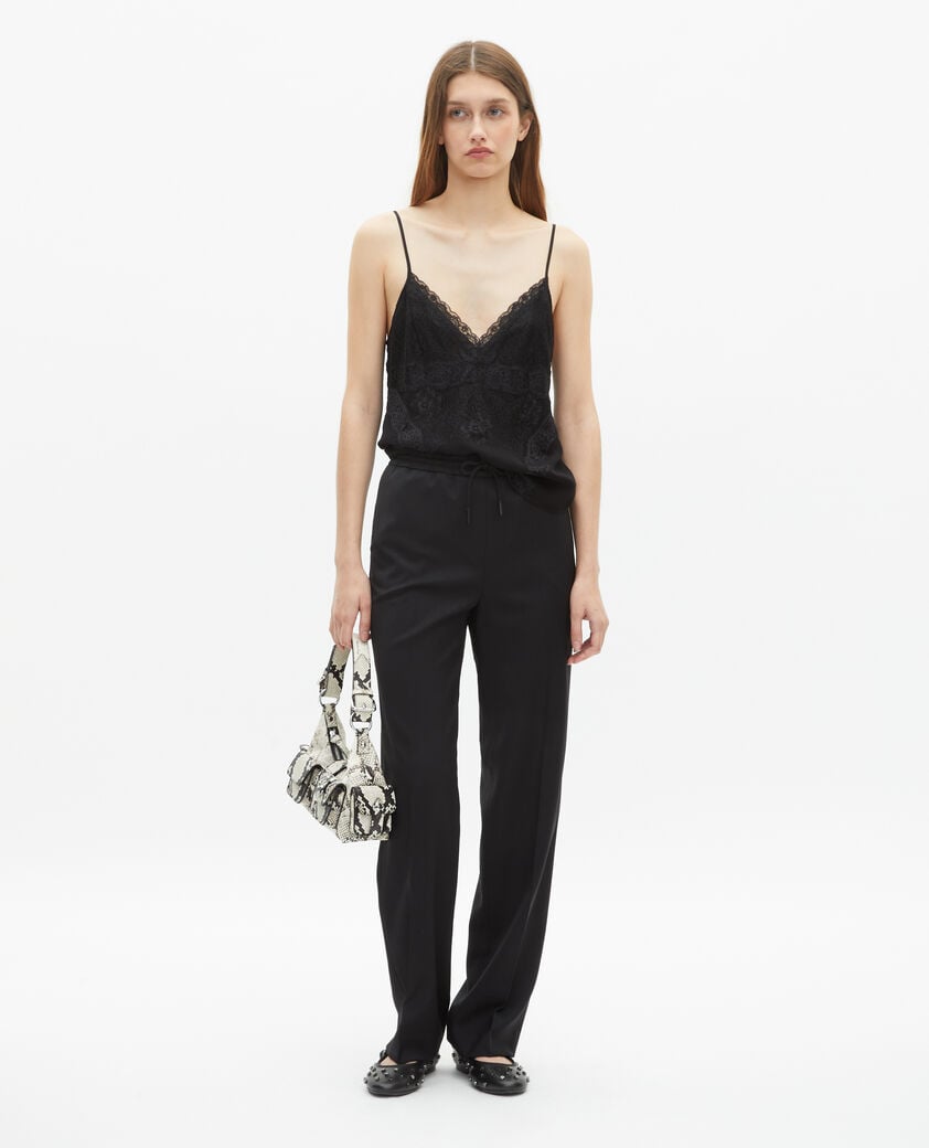 The Kooples MUJER BLACK pantalón recto lana negro
