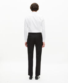 The Kooples HOMME BLACK pantalon de smoking avec détails en satin droit noir