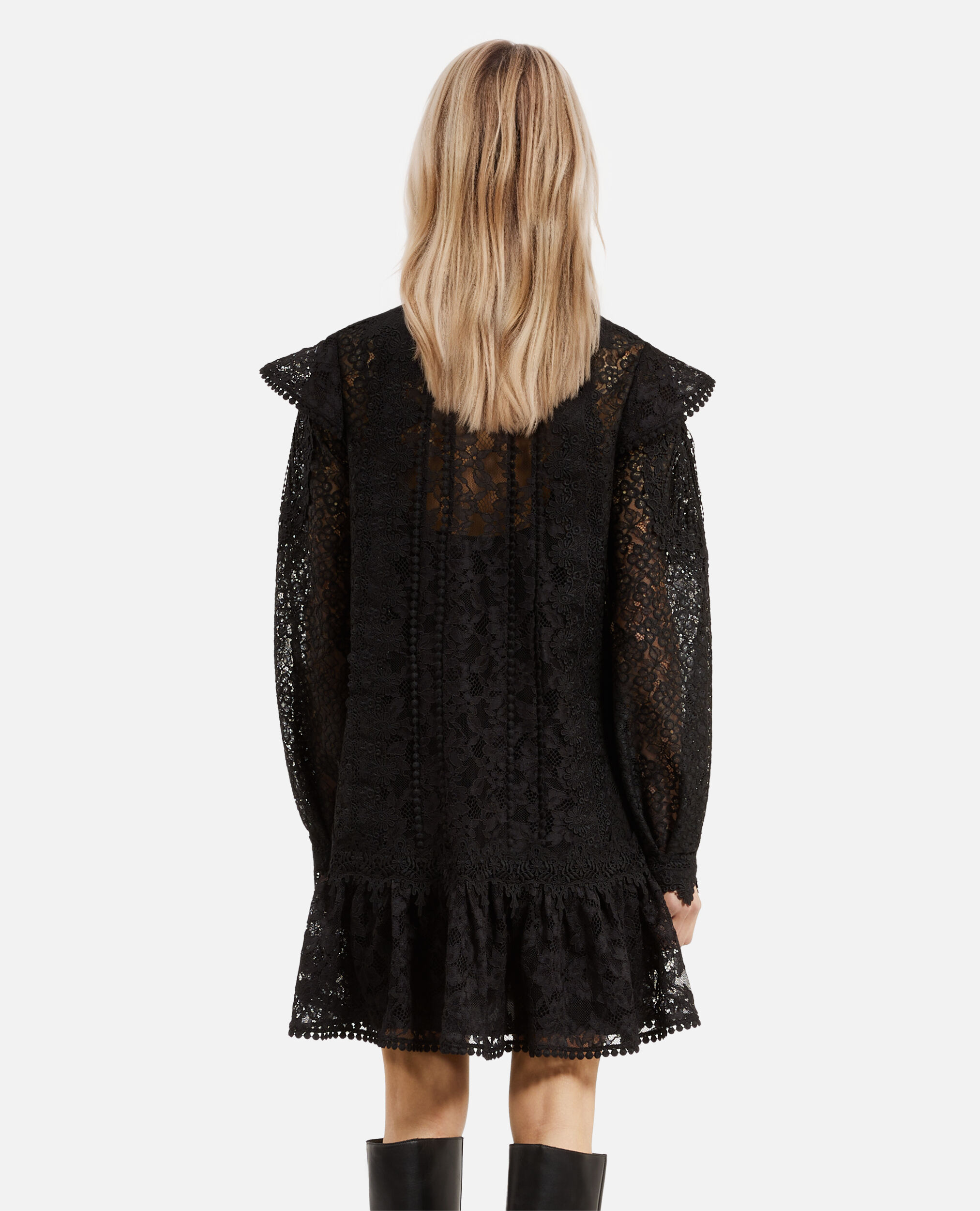 Robe courte en dentelle noire, BLACK, hi-res image number null