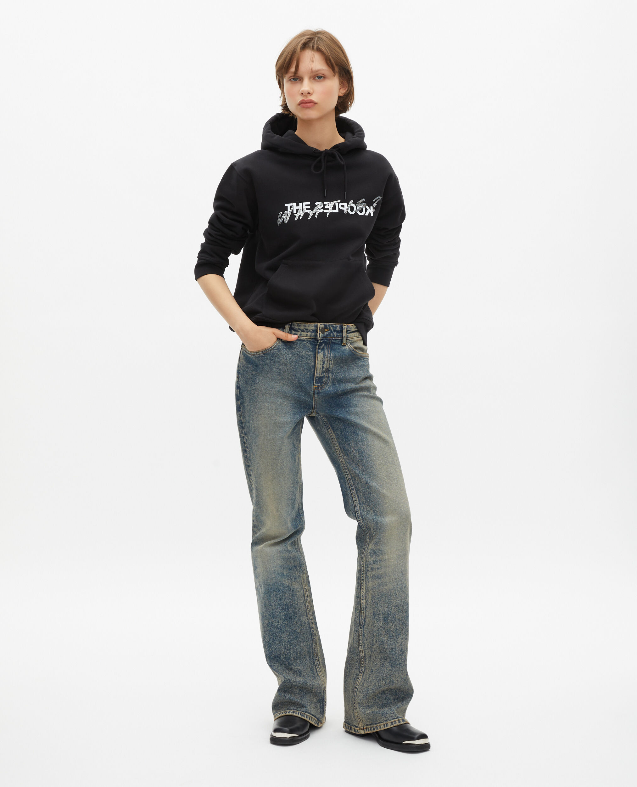 Sweatshirt à capuche What is avec strass noir, BLACK, hi-res image number null