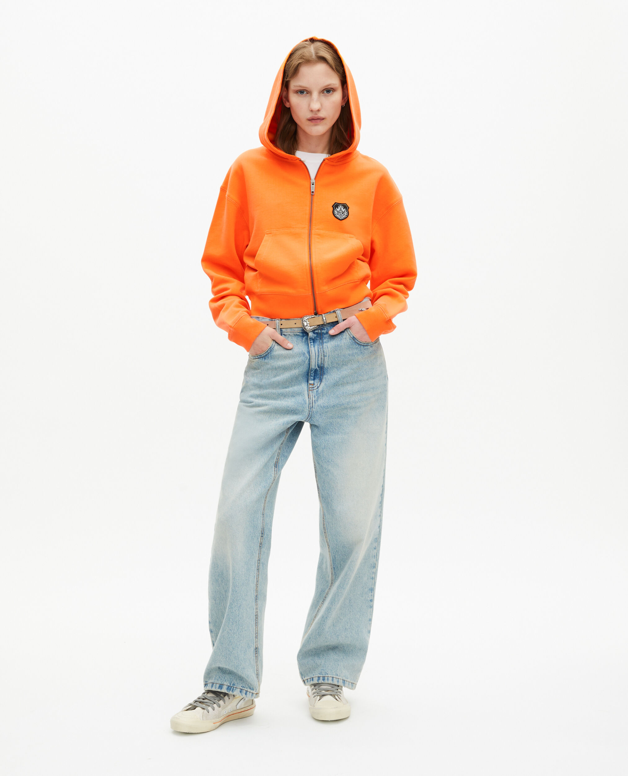 Sweatshirt à capuche orange, ORANGE, hi-res image number null